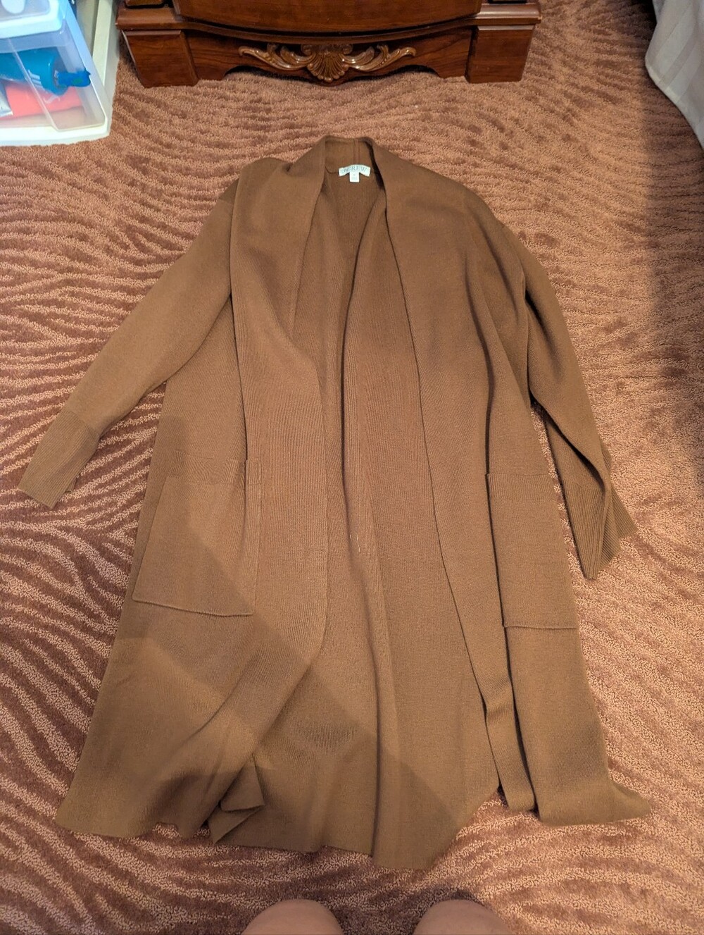 Jcrew Brown Open-Front Long Knit Cardigan Coat